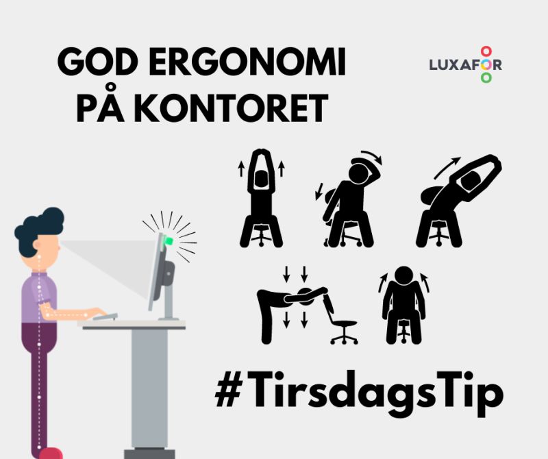 Forrige #TirsdagsTip handlede om det psykiske arbejdsmiljø – i denne uges #TirsdagsTip vil vi gerne sætte lidt fokus på det fysiske arbejdsmiljø 🧑💻